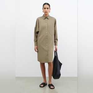 Marcella | Long Sleeve Khaki Shirt Dress